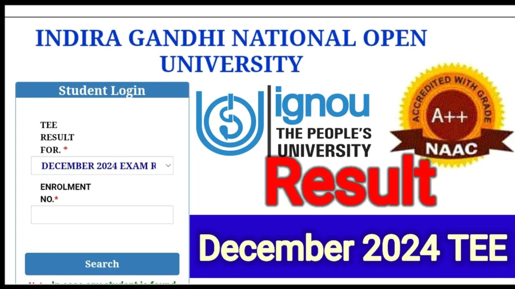 IGNOU December 2024 TEE Result Declared, Check Here